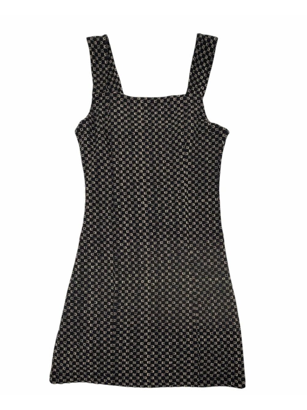FREE PEOPLE Women's Black Gold Eyelet Sleeveless Tank Mini Dress XS
